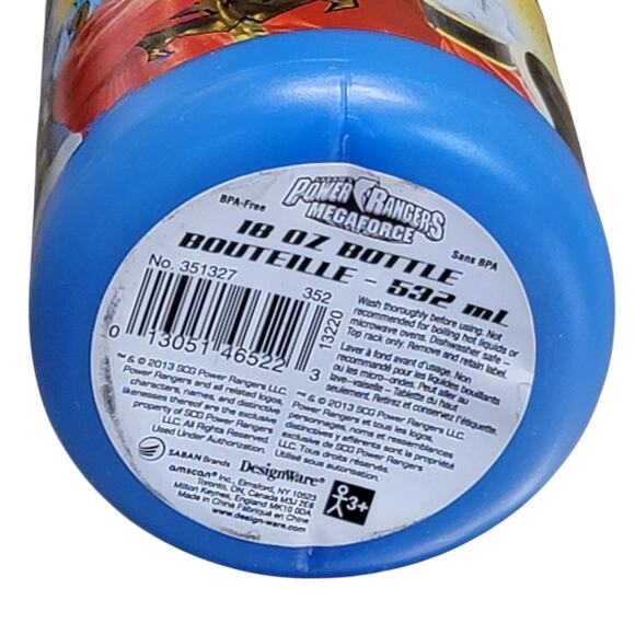 Power Rangers Megaforce Water Bottle 18 fl oz 2013 BPA Free Blue Red DesignWare‎ - Picture 10 of 10